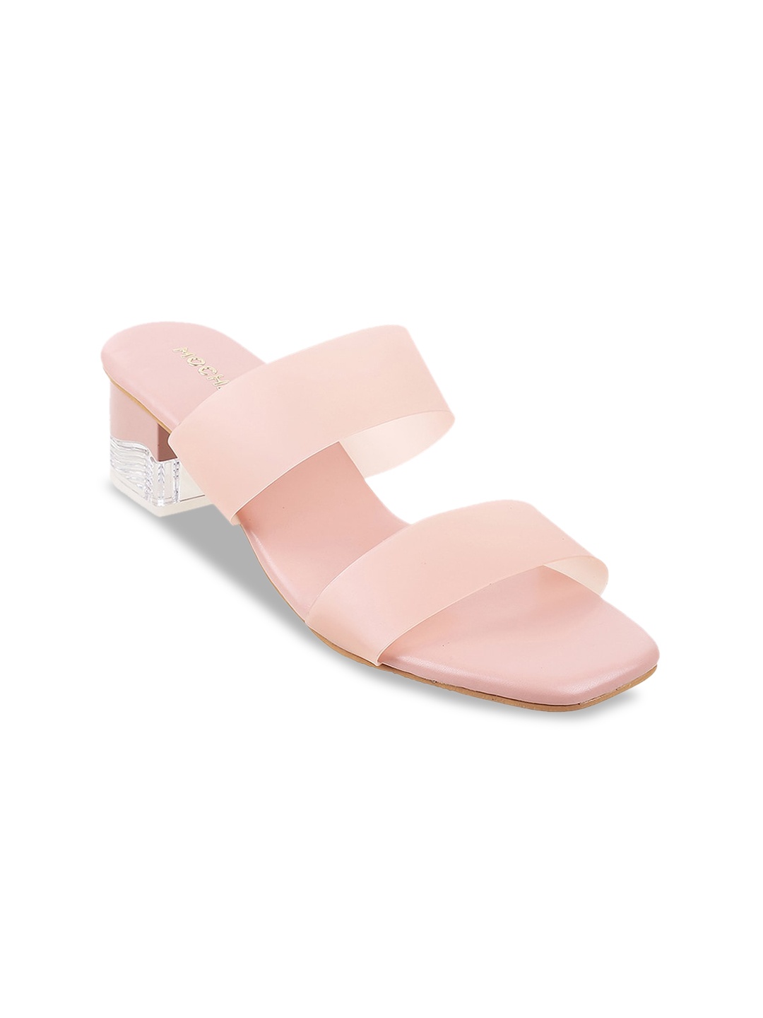

Mochi Round Toe Block Heels, Peach