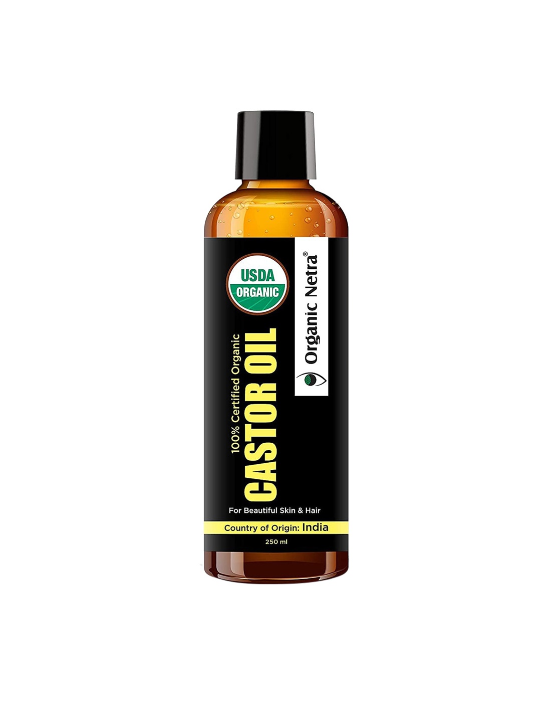

Organic Netra Castor Oil For Skin & Hair - 250 ml, Black