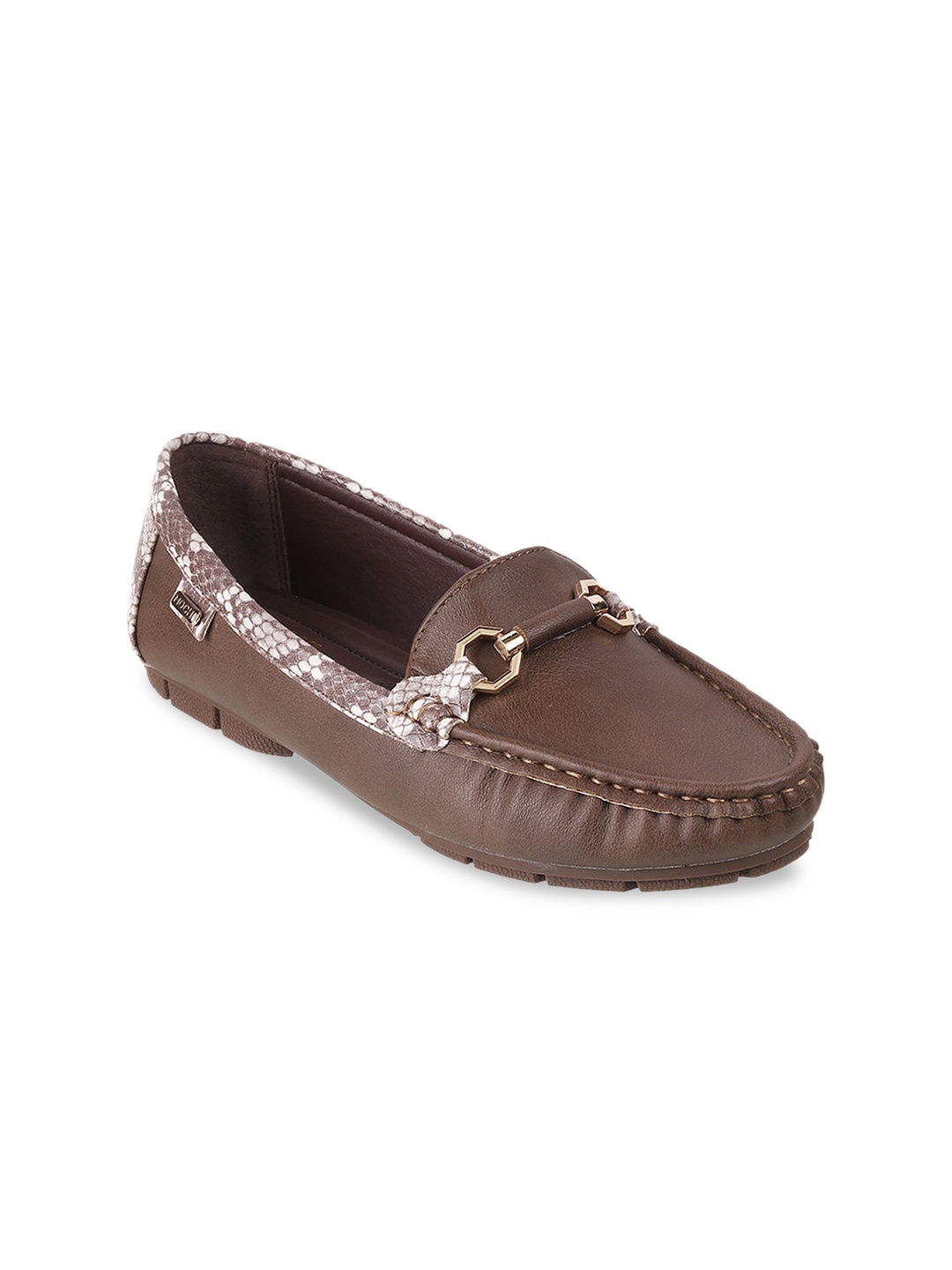 

Mochi Women Slip-On Loafers With Buckle, Brown