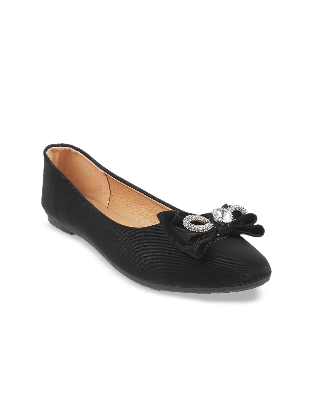 

Mochi Women Embellished Ballerinas With Bows, Black