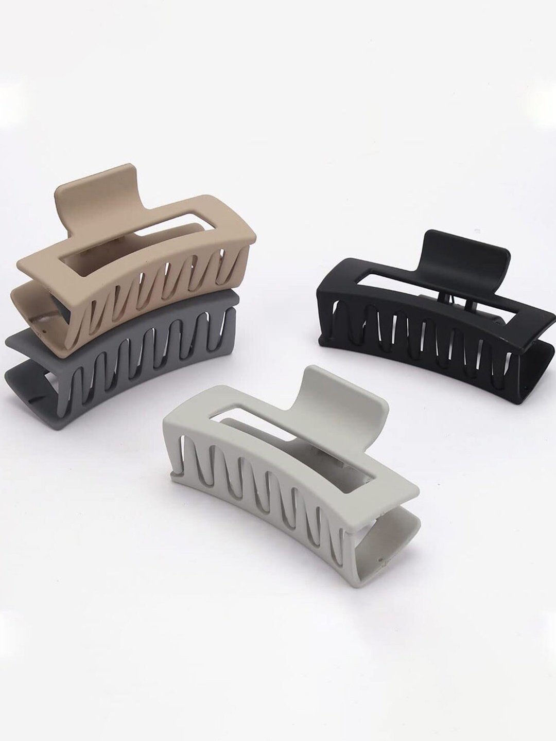 

Krelin Women Set of 4 Anti Rust Matte Rectangular Claw Clip, Grey