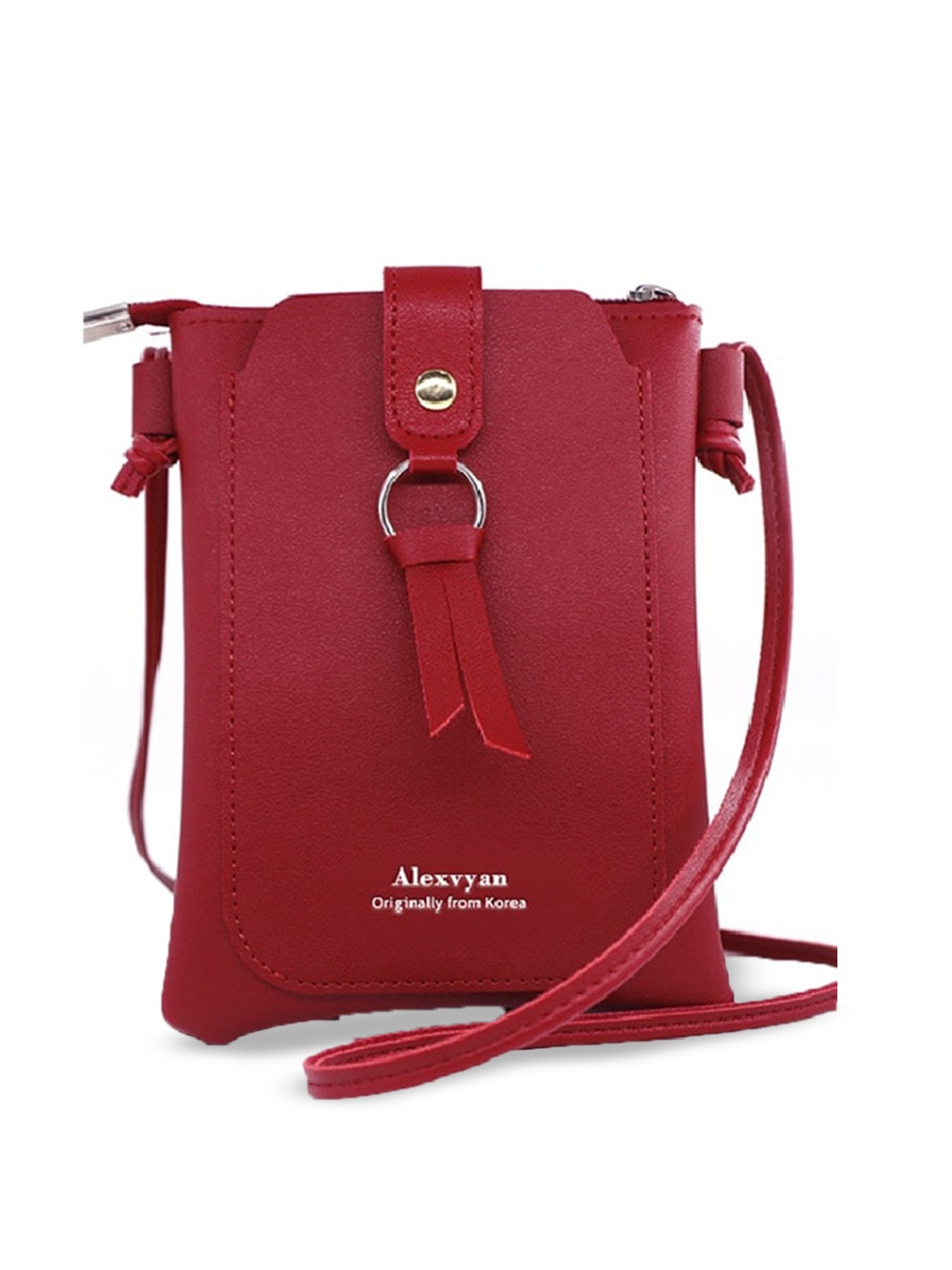 

Alexvyan PU Bucket Tasselled Sling Bag, Red