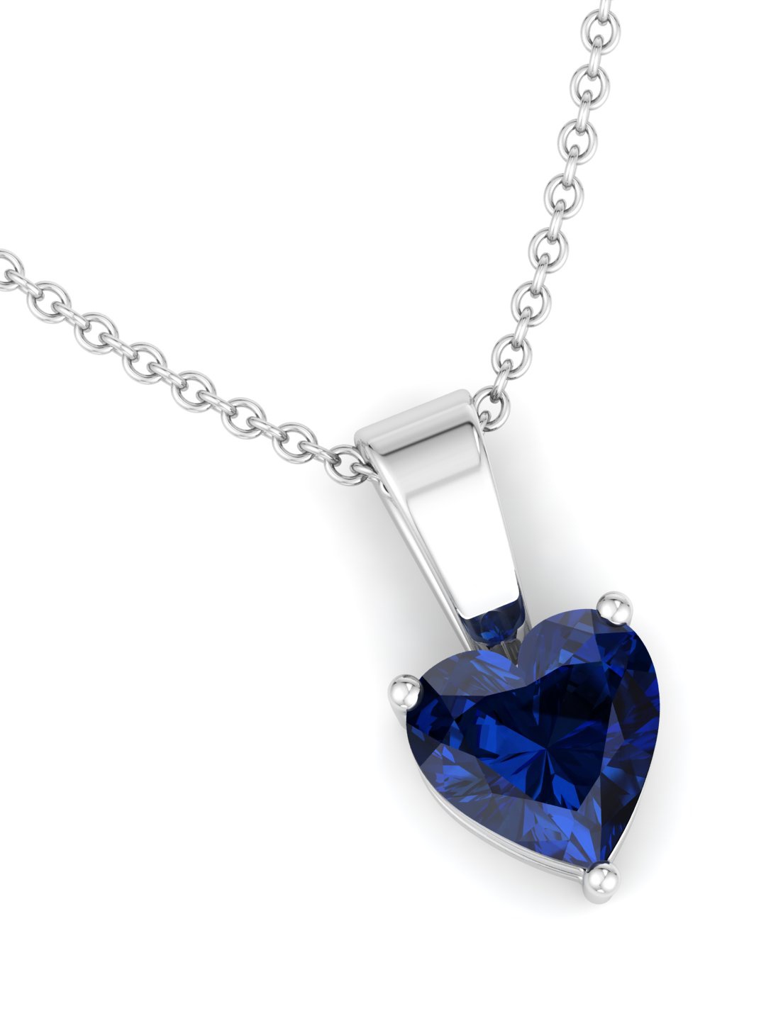 

Inddus Jewels 92.5 Sterling Silver Heart Shaped Pendant with Chain, Navy blue