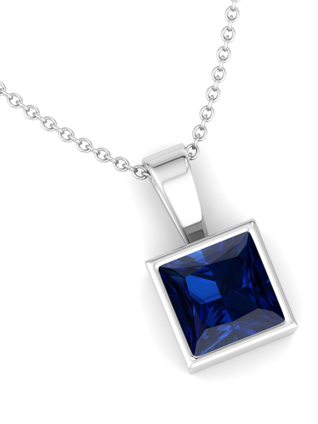 

Inddus Jewels Women Rhodium-Plated 925 Sterling Silver CZ-Studded Pendant With Chain, Blue