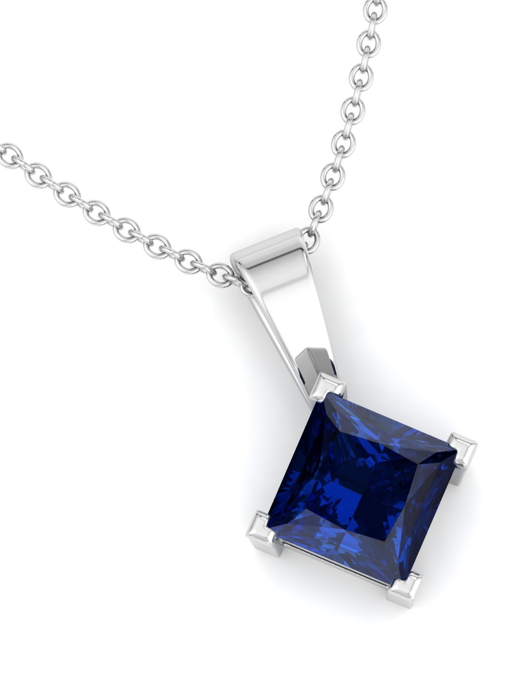 

Inddus Jewels 925 Sterling Silver Diamond Shaped Pendant with Chain, Navy blue