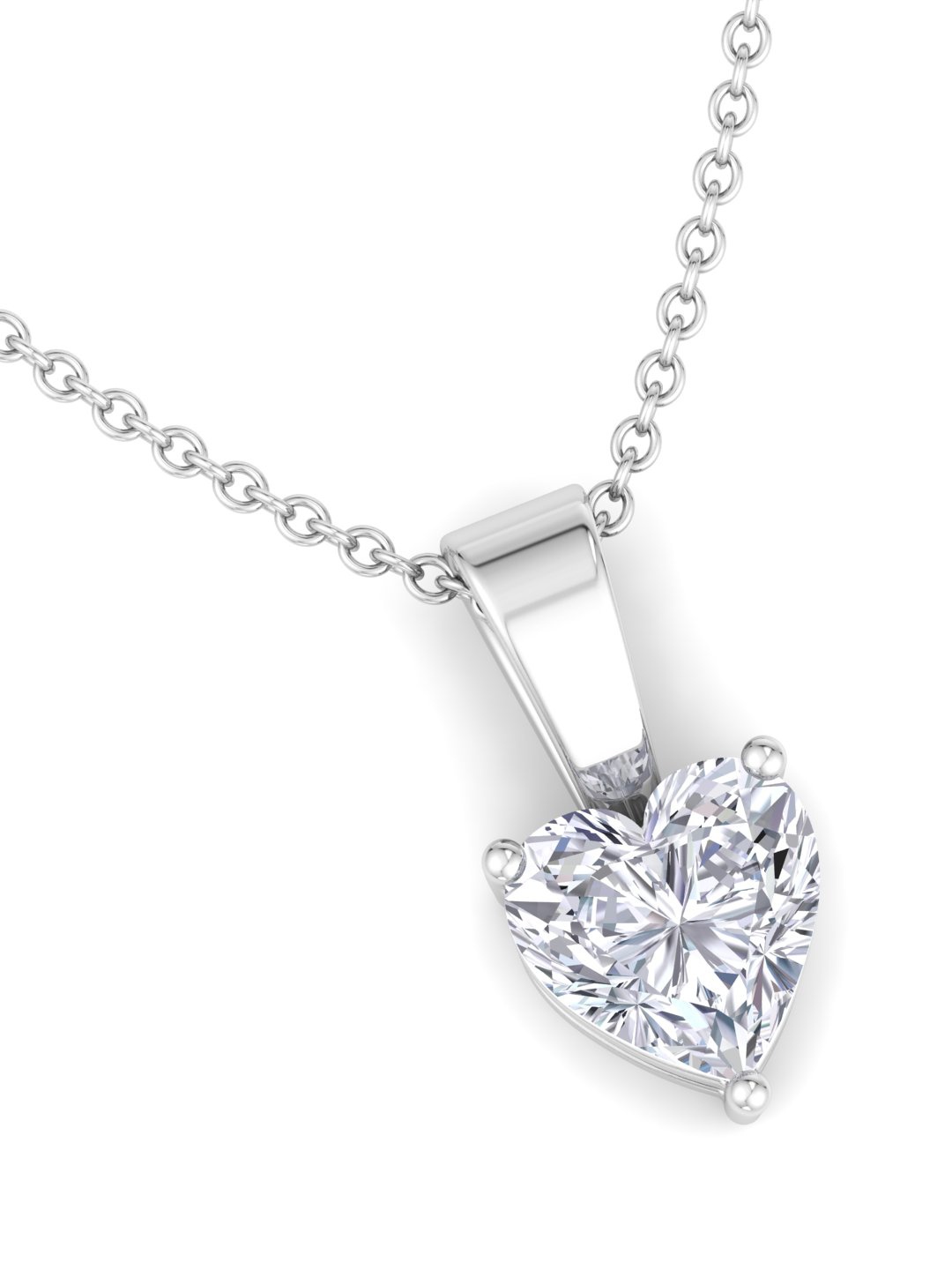 

Inddus Jewels 925 Sterling Silver Rhodium-Plated Heart-Shaped Pendant & Chain, White