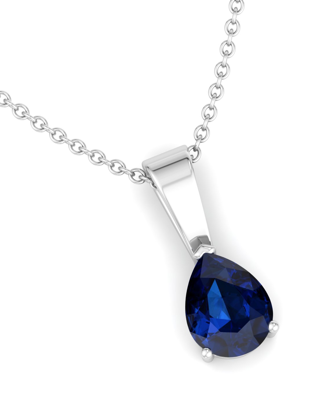

Inddus Jewels 925 Sterling Silver Rhodium-Plated Teardrop Shaped Stone Pendant With Chain, Navy blue