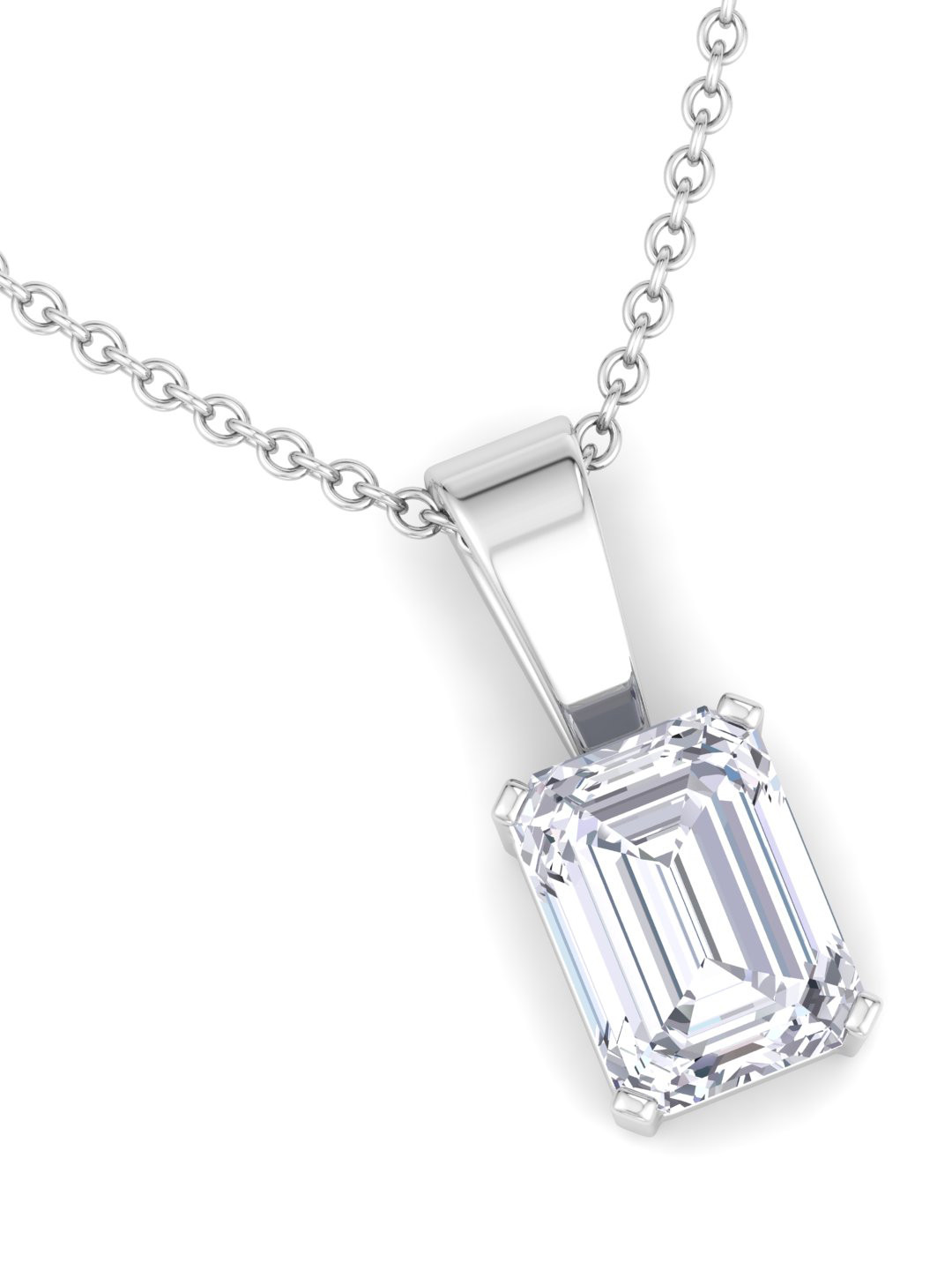 

Inddus Jewels 925 Sterling Silver Rhodium-Plated Rectangular Shaped Pendant With Chain, White