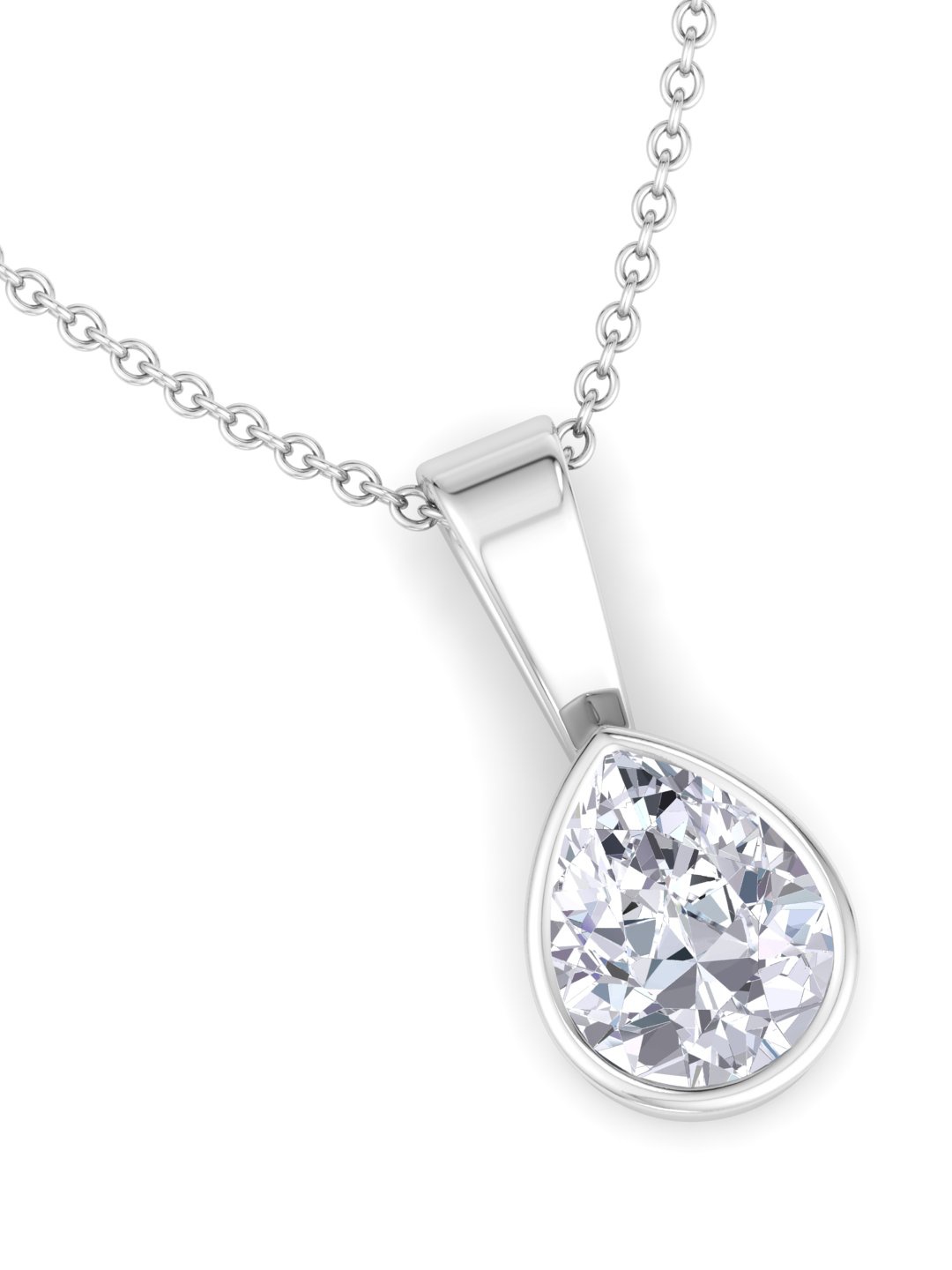 

Inddus Jewels Women Rhodium-Plated Teardrop Shaped 925 Sterling Silver Pendant With Chain