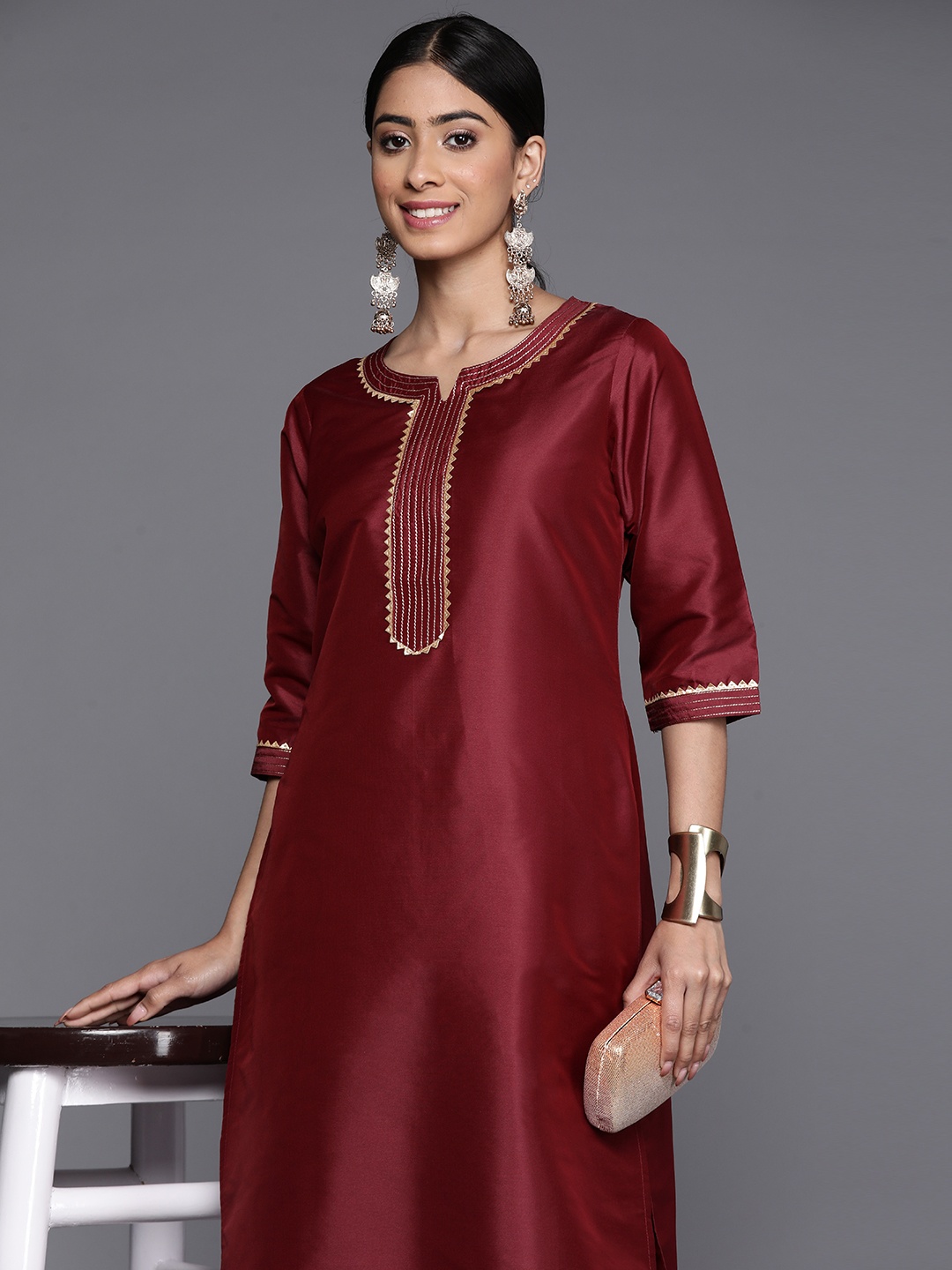 

Libas Yoke Design Gotta Patti Kurta, Maroon