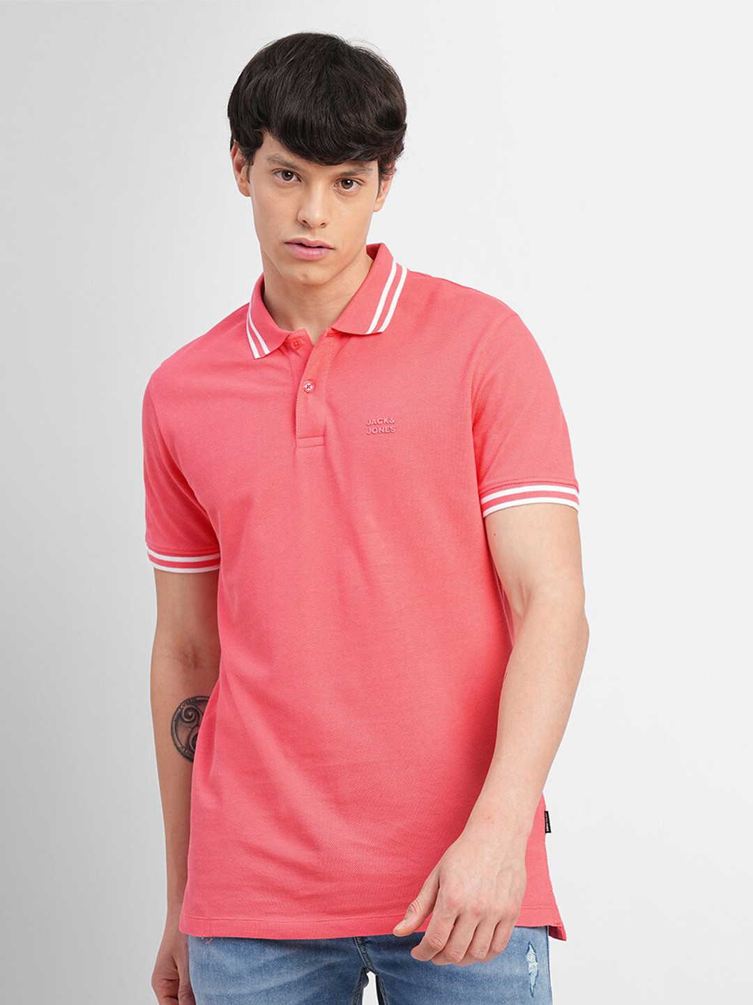 

Jack & Jones Polo Collar Slim Fit Cotton T-shirt, Pink
