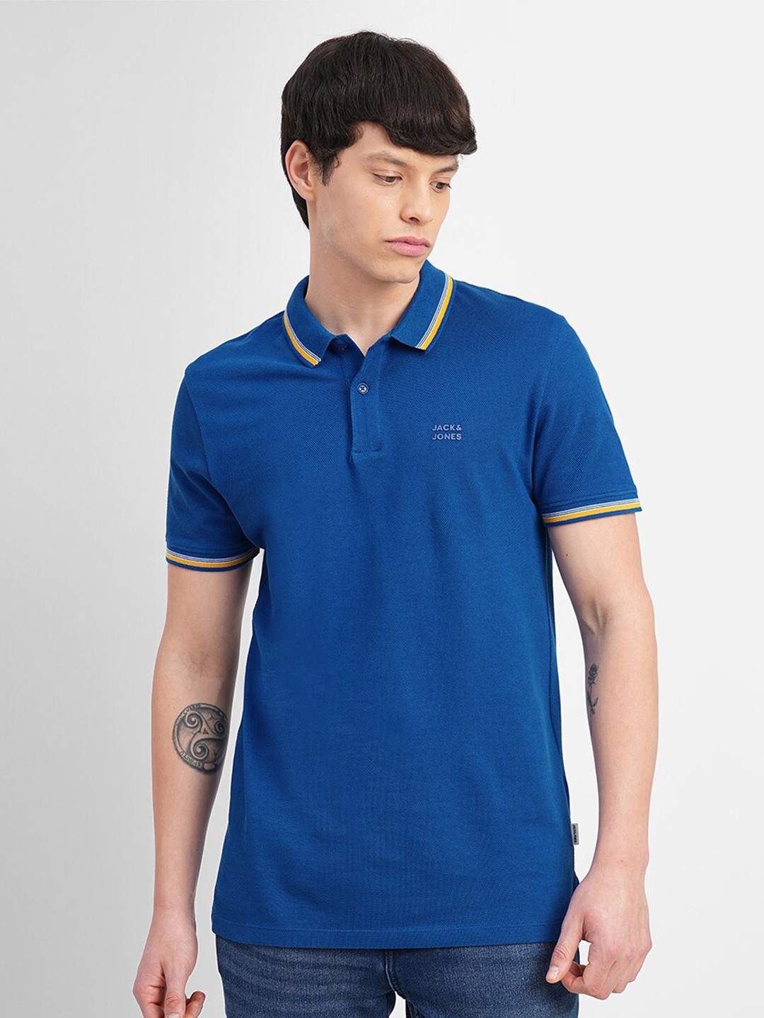 

Jack & Jones Polo Collar Cotton Slim Fit T-shirt, Blue