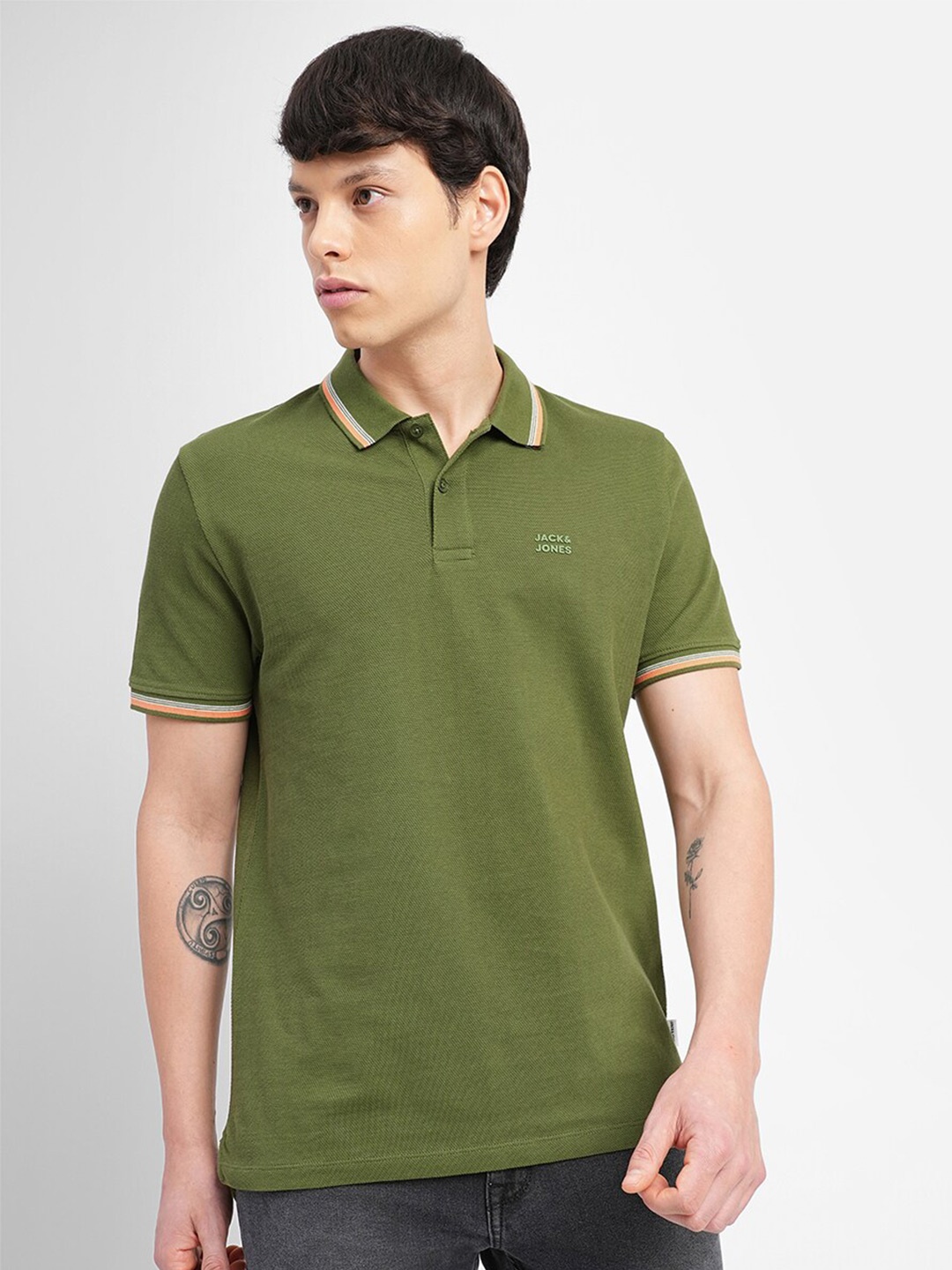 

Jack & Jones Polo Collar Cotton Slim Fit T-shirt, Green