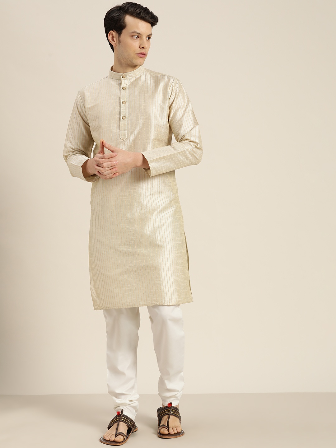 

SOJANYA Regular Kurta With Churidar, Cream