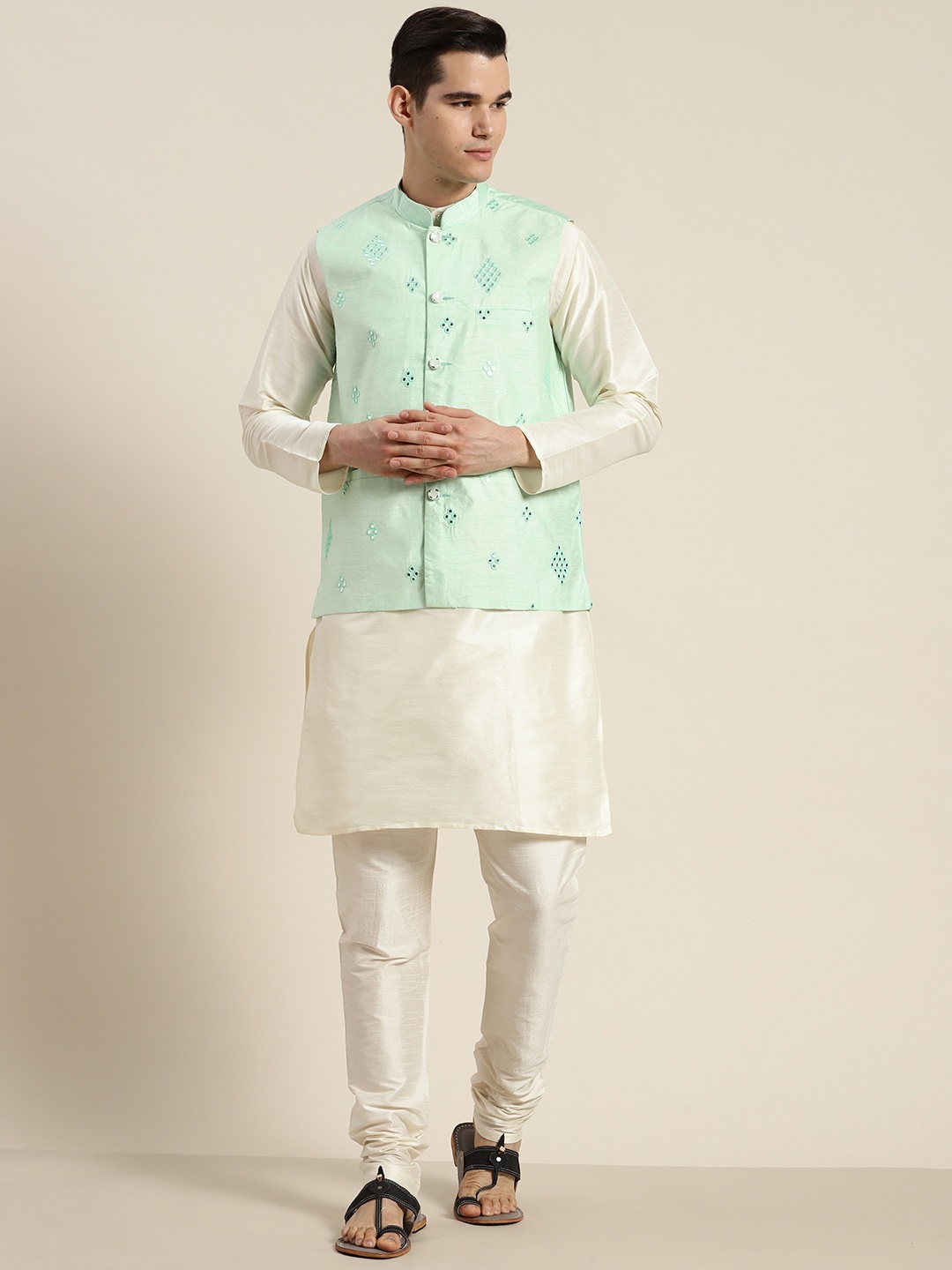 

SOJANYA Regular Kurta with Churidar, Cream