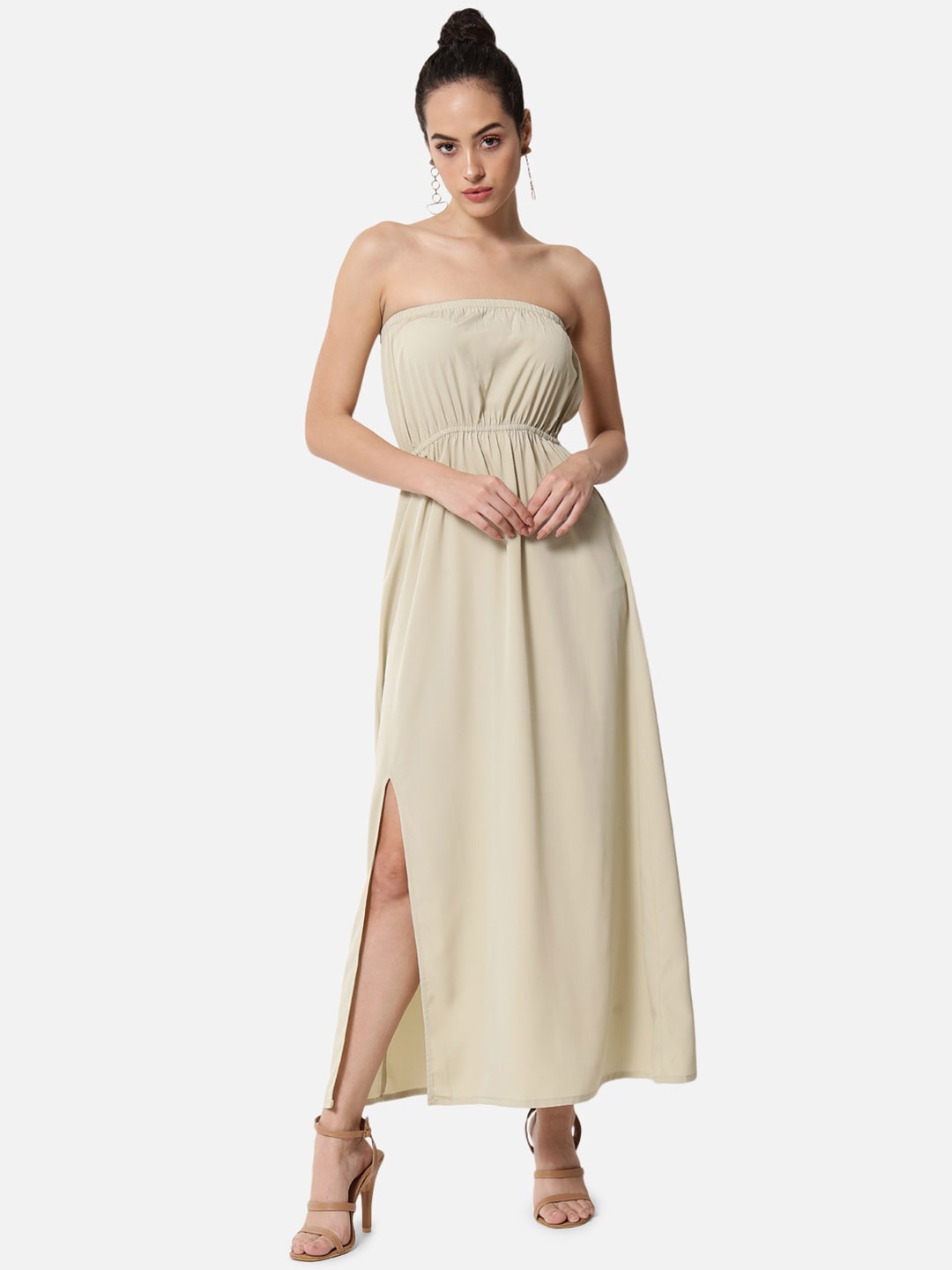 

ALL WAYS YOU Strapless Crepe Maxi Dress, Beige