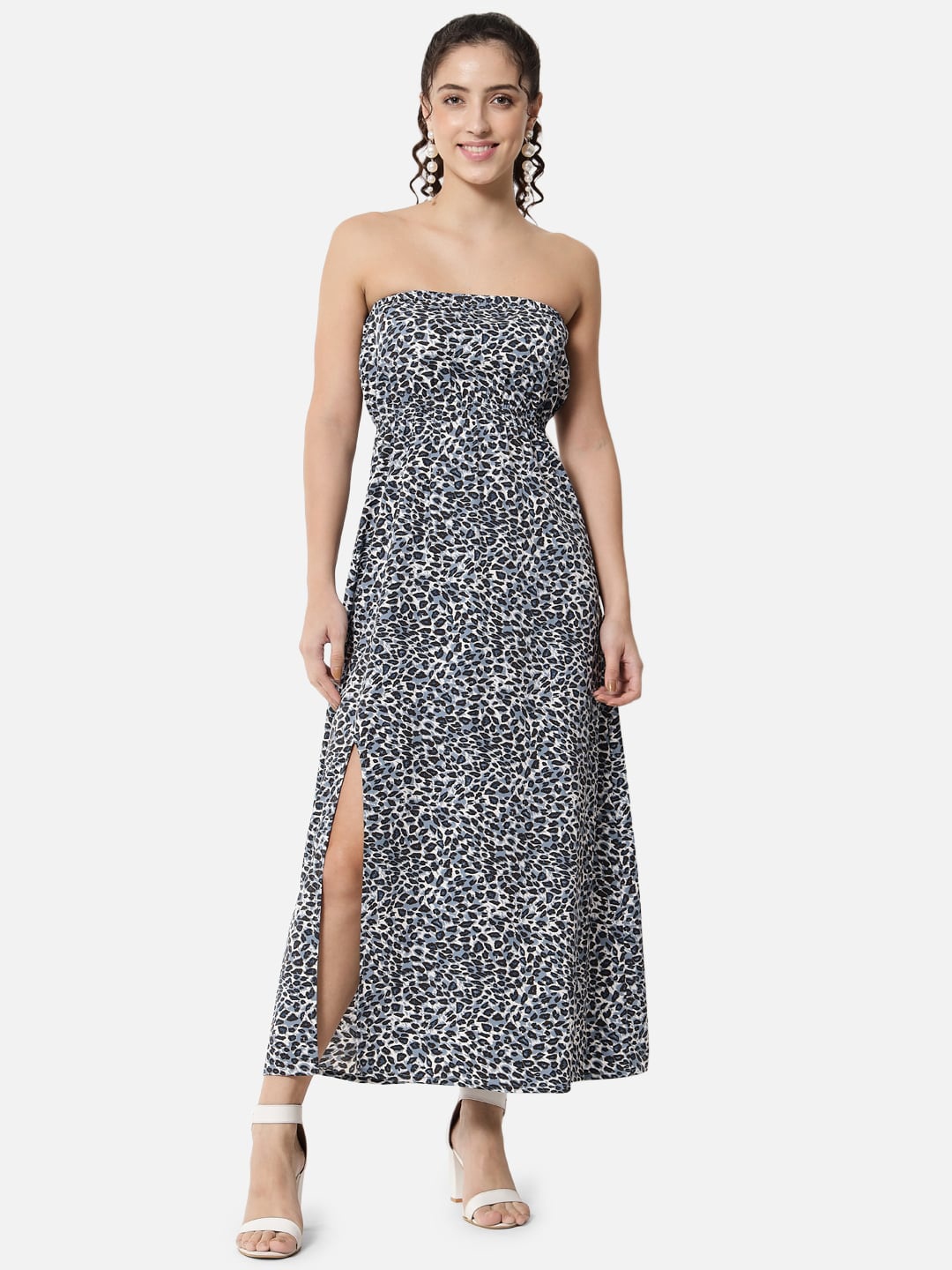 

ALL WAYS YOU Animal Printed Strapless Fit & Flare Maxi Dress, Black