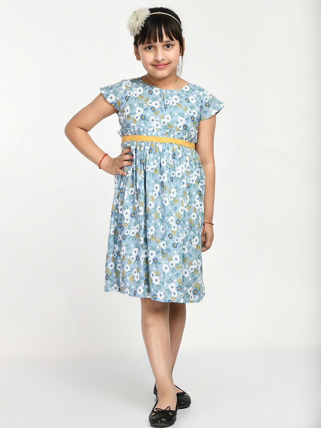 

Bella Moda Girls Floral Print Fit & Flare Dress, Grey
