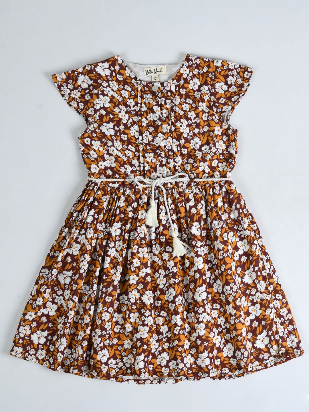 

Bella Moda Girls Floral Print Fit & Flare Dress, Brown