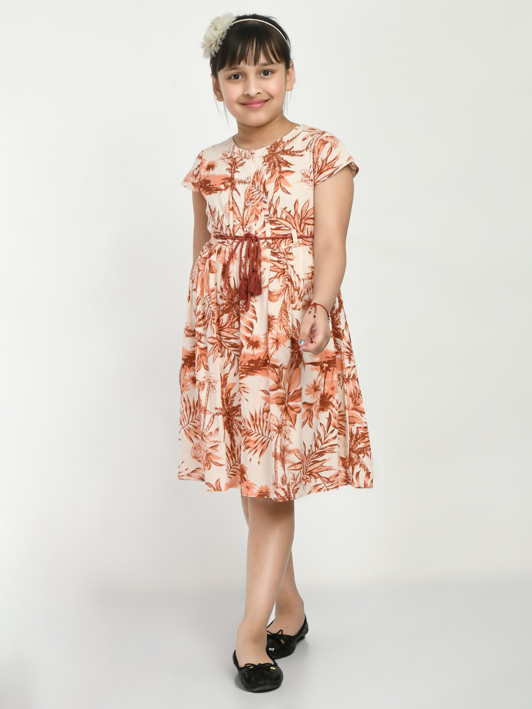 

Bella Moda Girls Floral Print Fit & Flare Dress, White