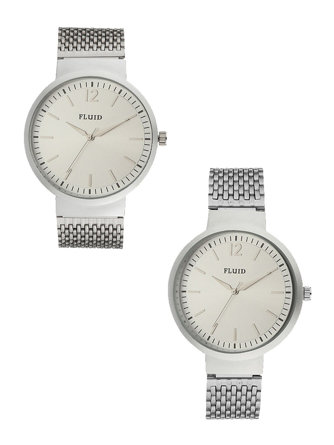 

FLUID Embellished Wrap Around Straps Analogue His & Her Watches FL-813Pair-SL01, Silver