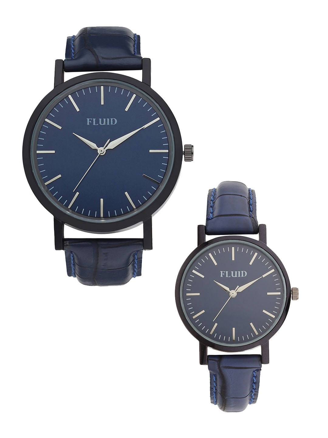 

FLUID Leather Straps Analogue His & Her Watches FL-805Pair-BK01, Blue