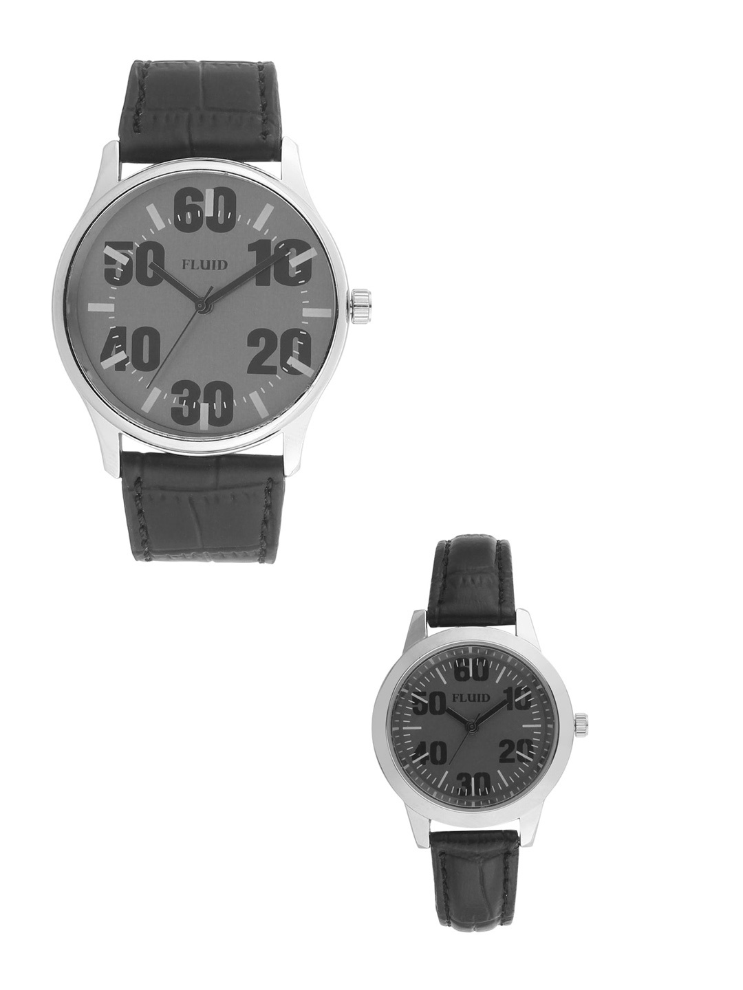 

FLUID Leather Straps Analogue His & Her Watches FL-745Pair-GRY01, Grey