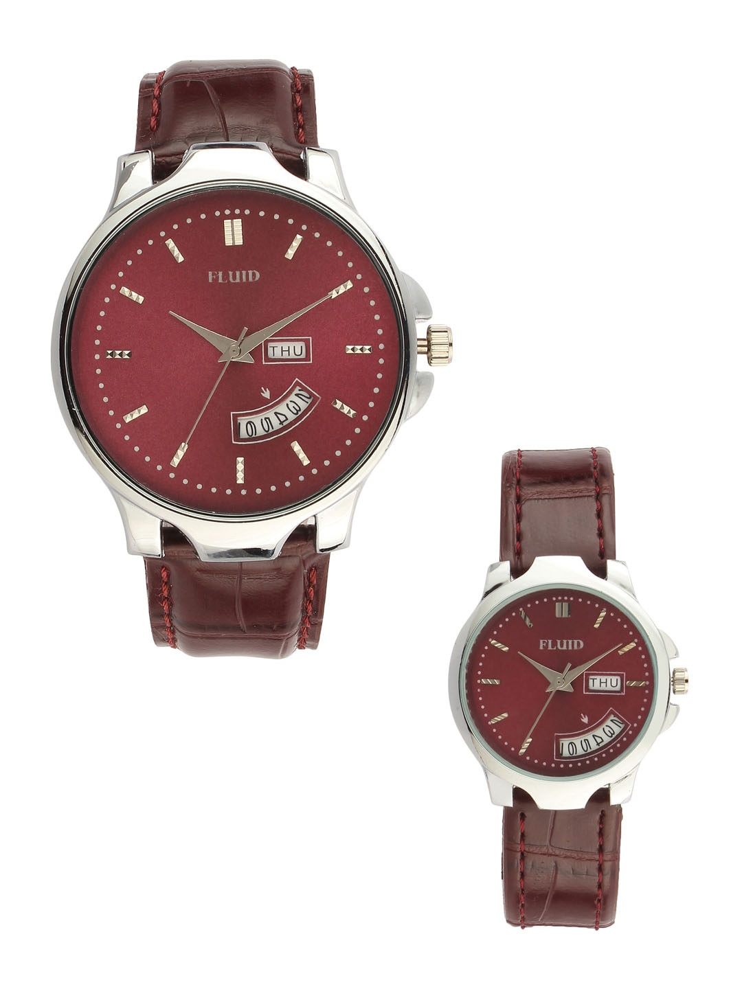 

FLUID Leather Straps Analogue His & Her Watches FL-778Pair-RD01, Red