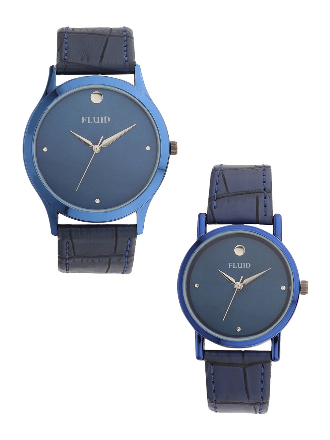 

FLUID Leather Straps Analogue Couple Watch FL-801Pair-BL01, Blue