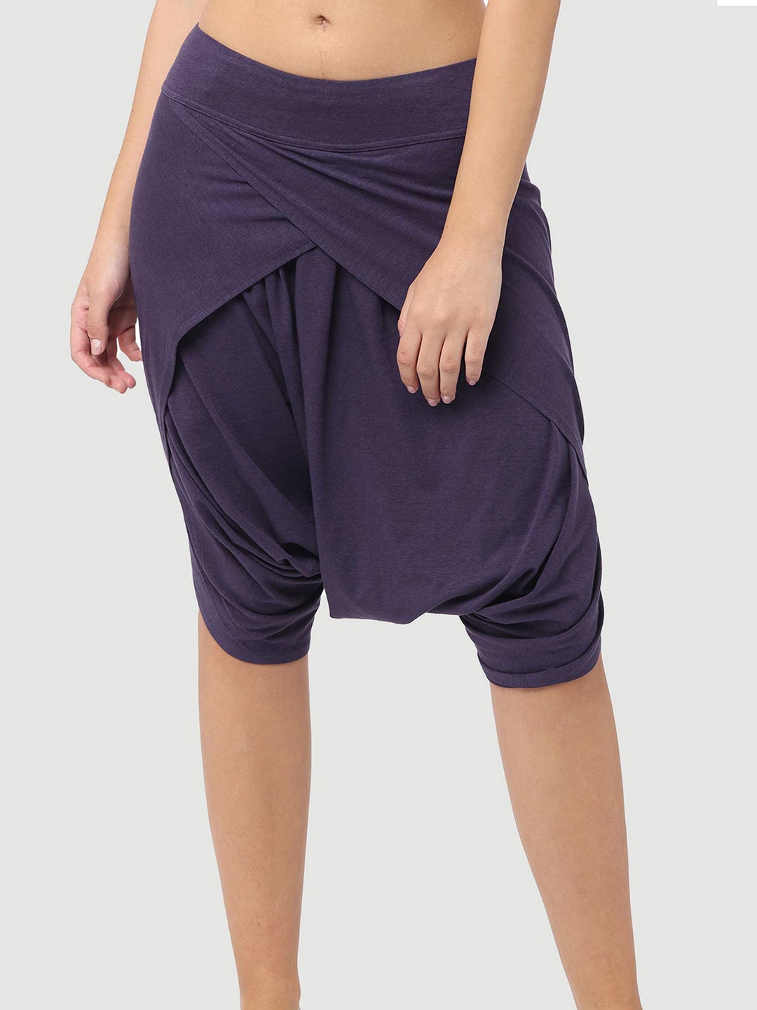 

Proyog Women Organic Cotton Bamboo Loose-Fit Sports Yoga Short Dhoti Pants, Violet