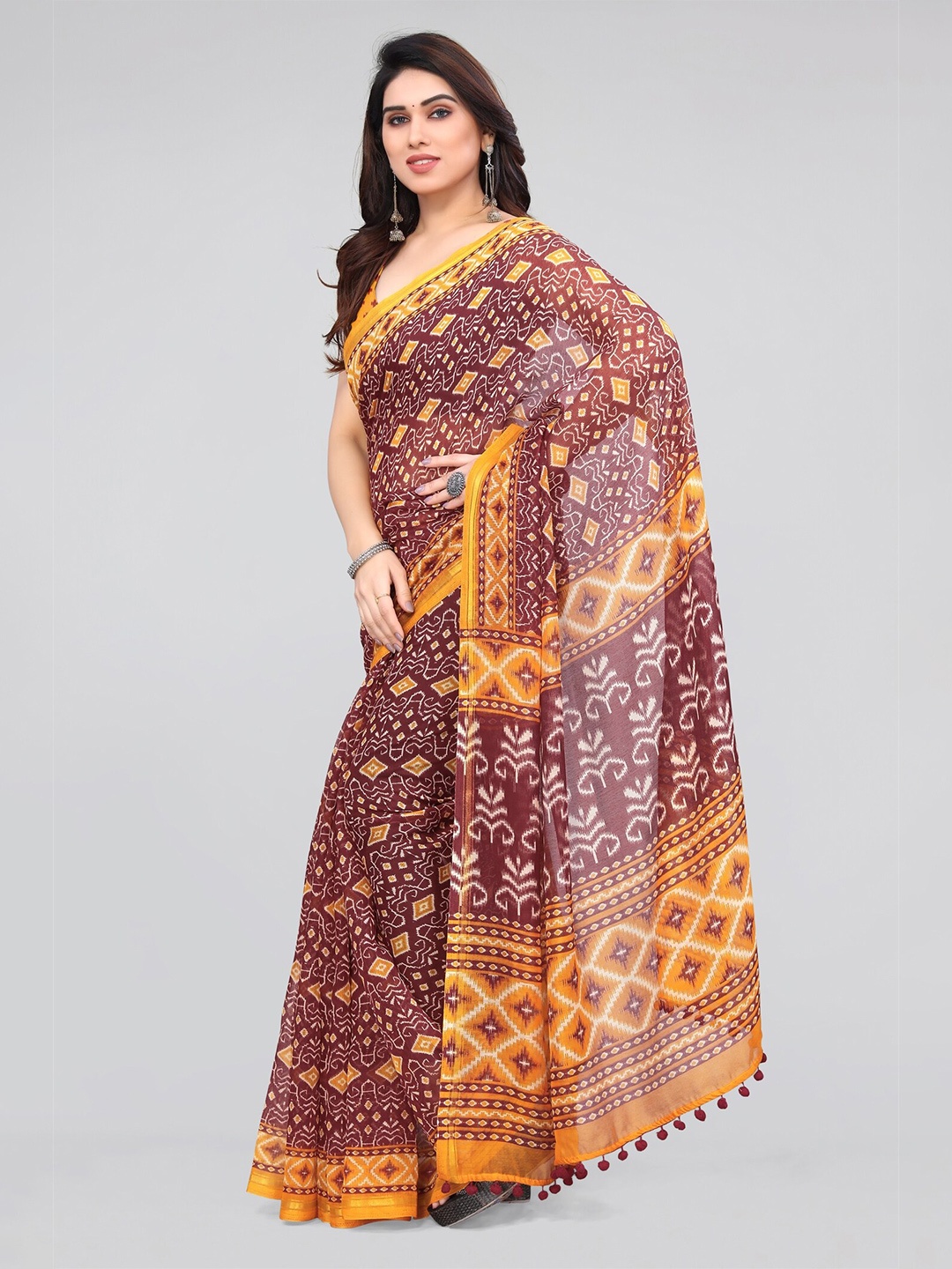 

KALINI Ethnic Printed Saree, Maroon
