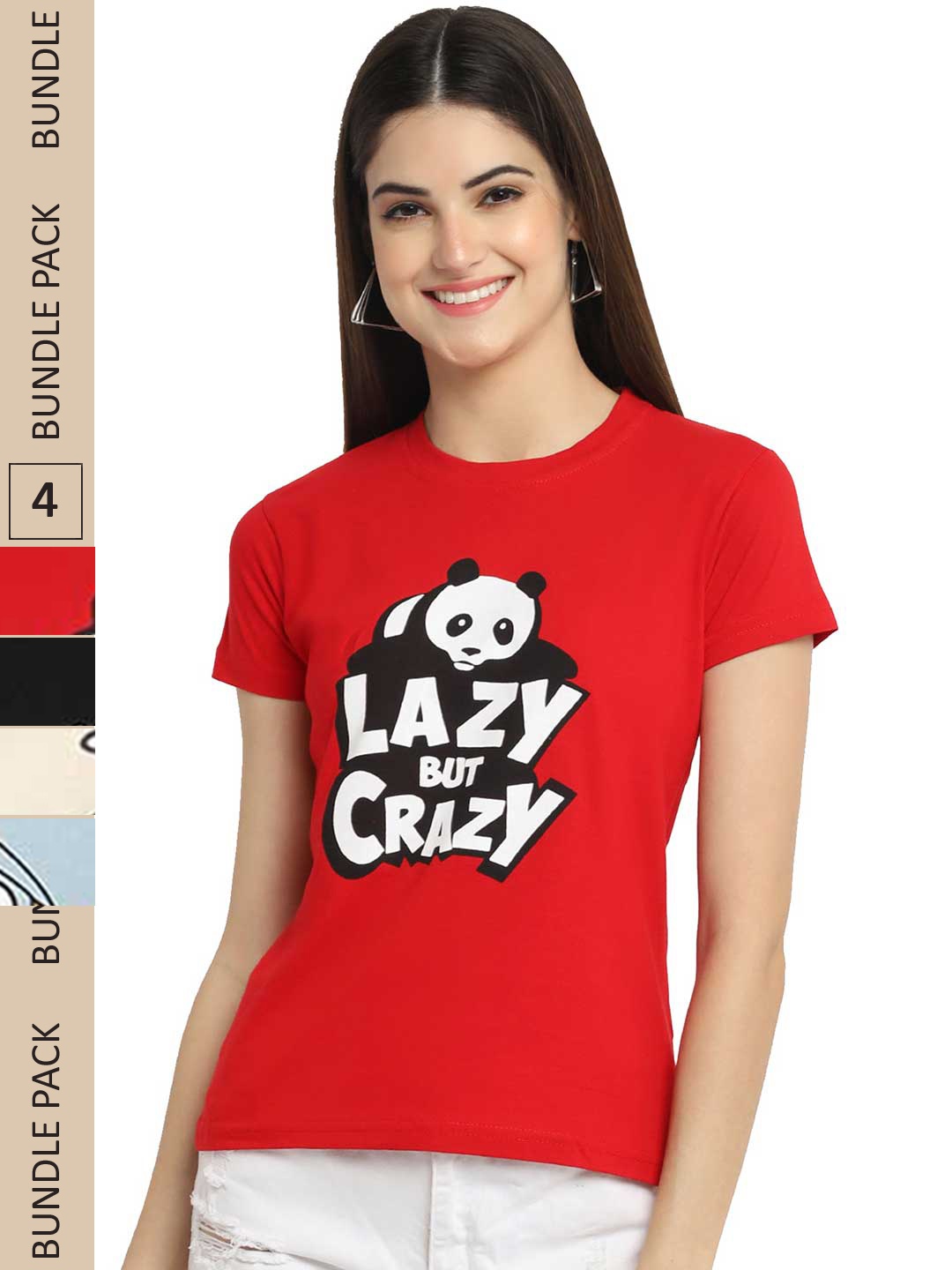 

Fabflee Pack Of 4 Graphic Printed Cotton T-shirt, Red