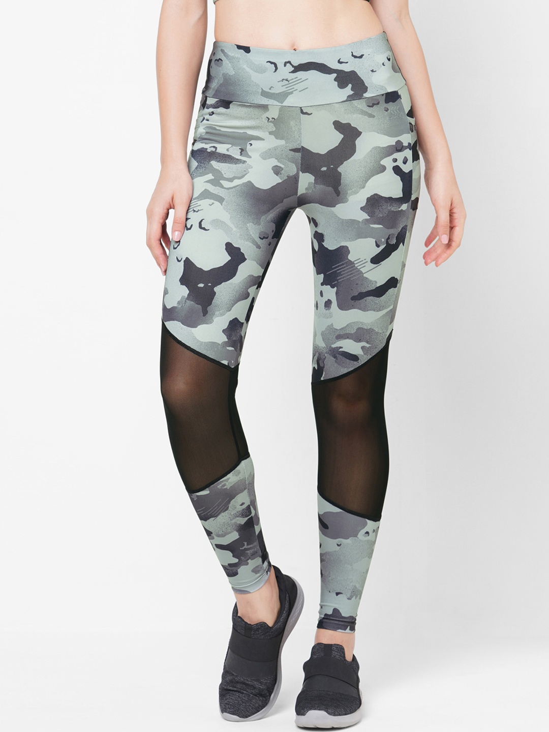 

LAASA SPORTS Women Dry-Fit Printed High-Rise Sports Tights, Grey