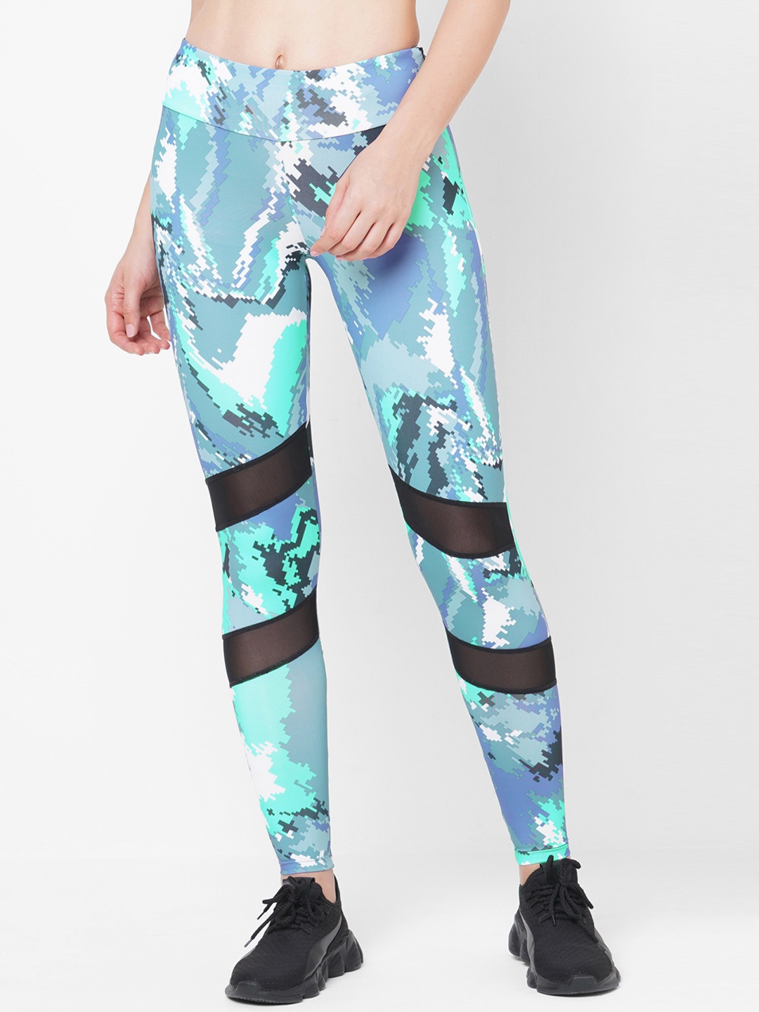 

LAASA SPORTS Women Dry-Fit Printed High-Rise Sports Tights, Grey