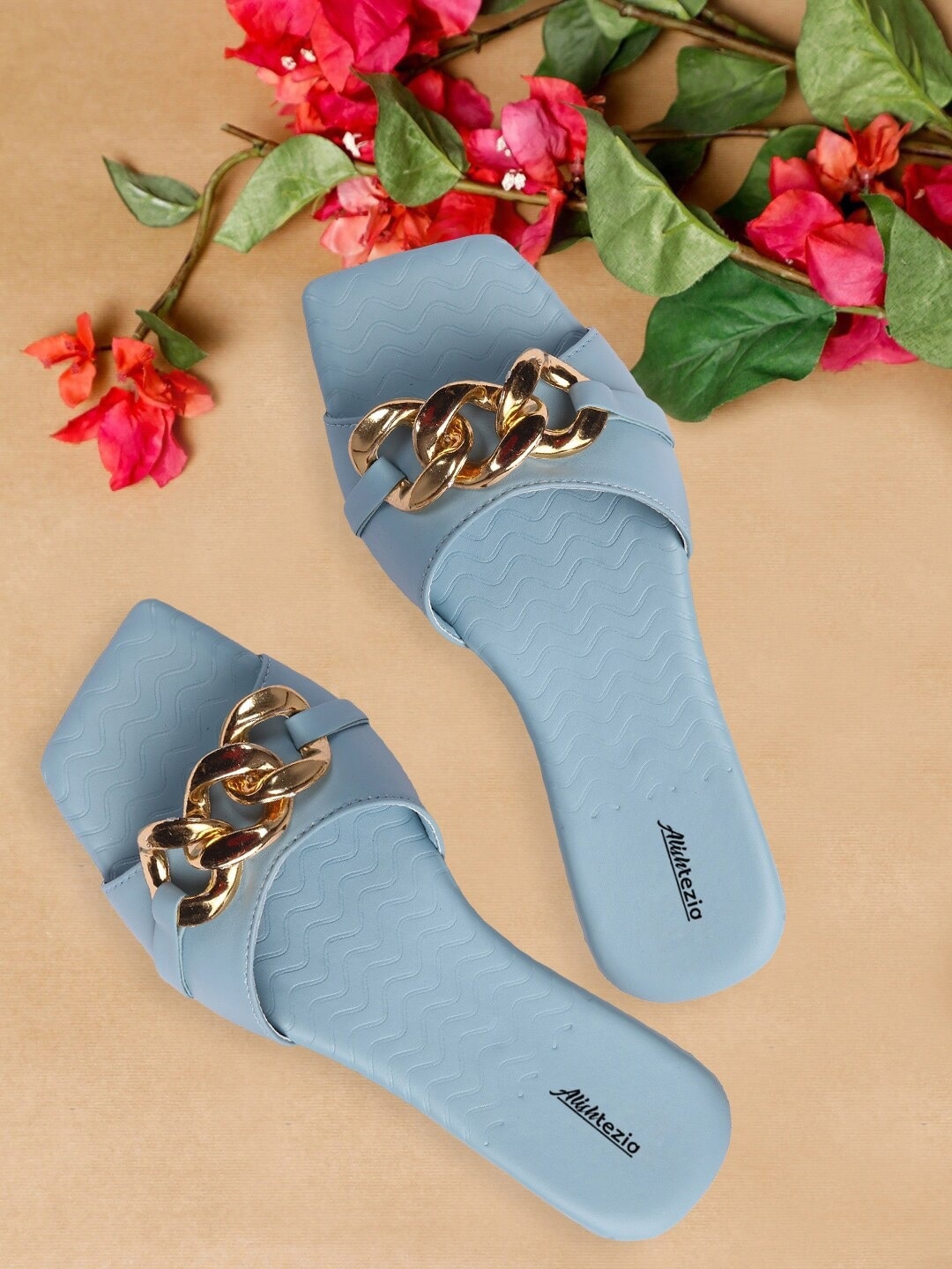 

Alishtezia Embellished Open Toe Flats, Blue