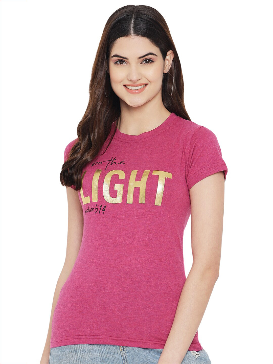 

Fabflee Pack Of 4 Printed Cotton T-shirts, Pink