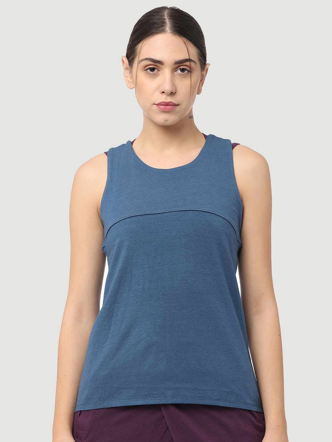

Proyog Round Neck Sleeveless Cotton Top, Blue