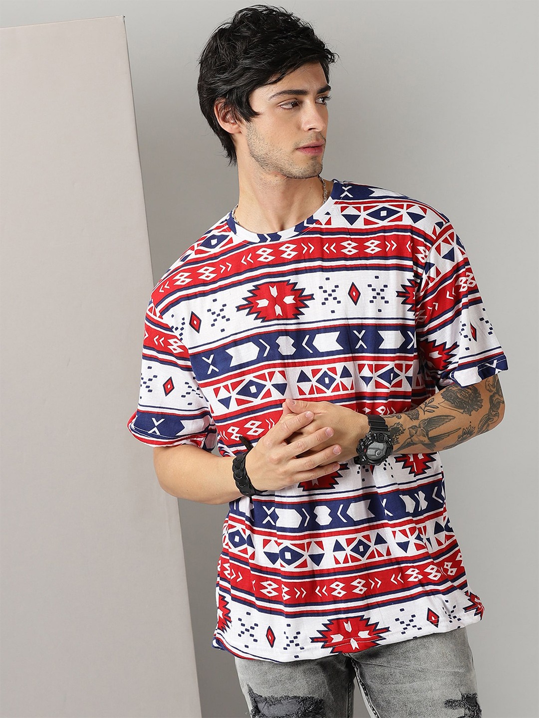 

Rodzen Tribal Printed T-shirt, White