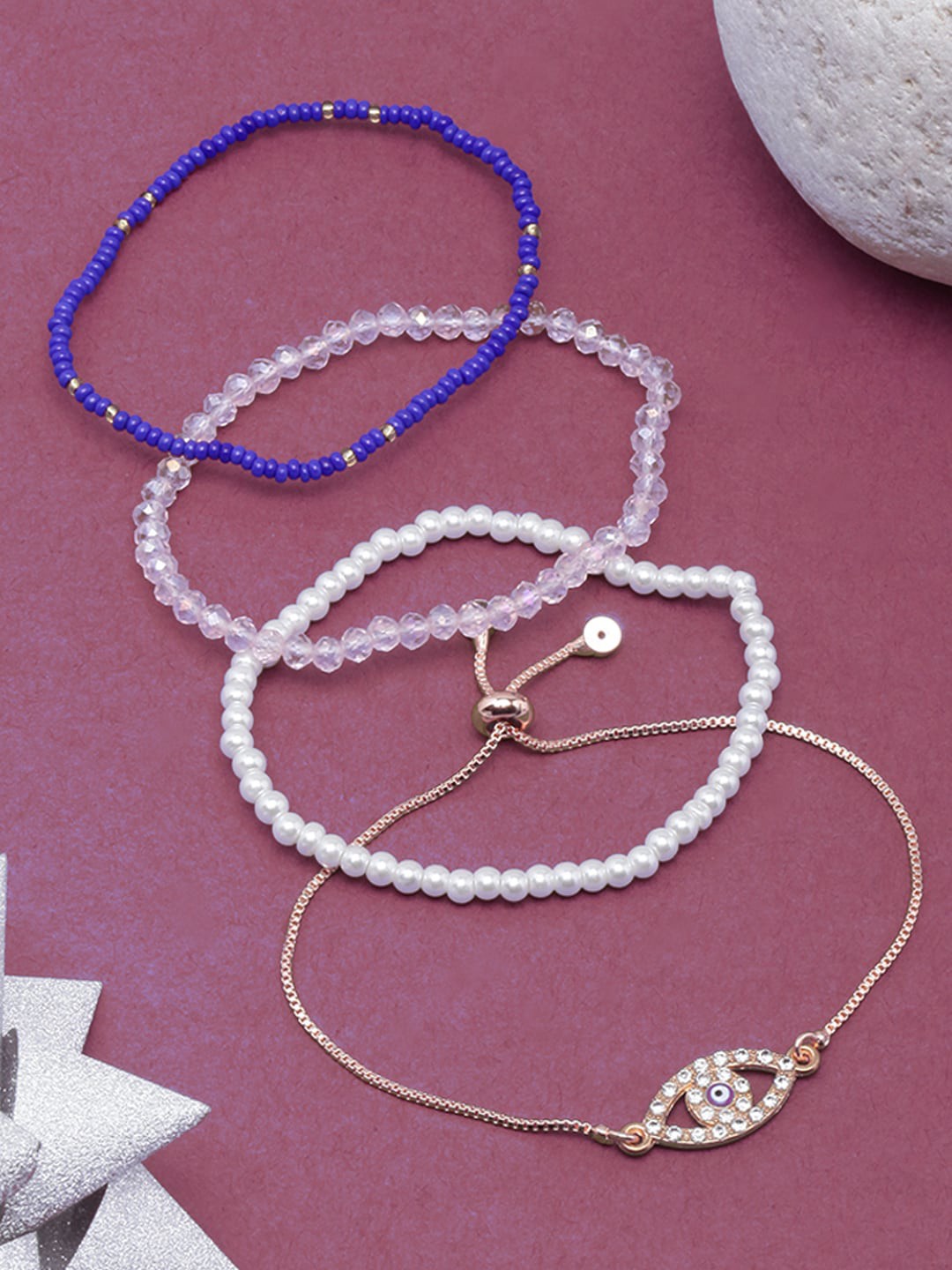 

DressBerry Women Set Of 4 Gold-Plated Charm Bracelet
