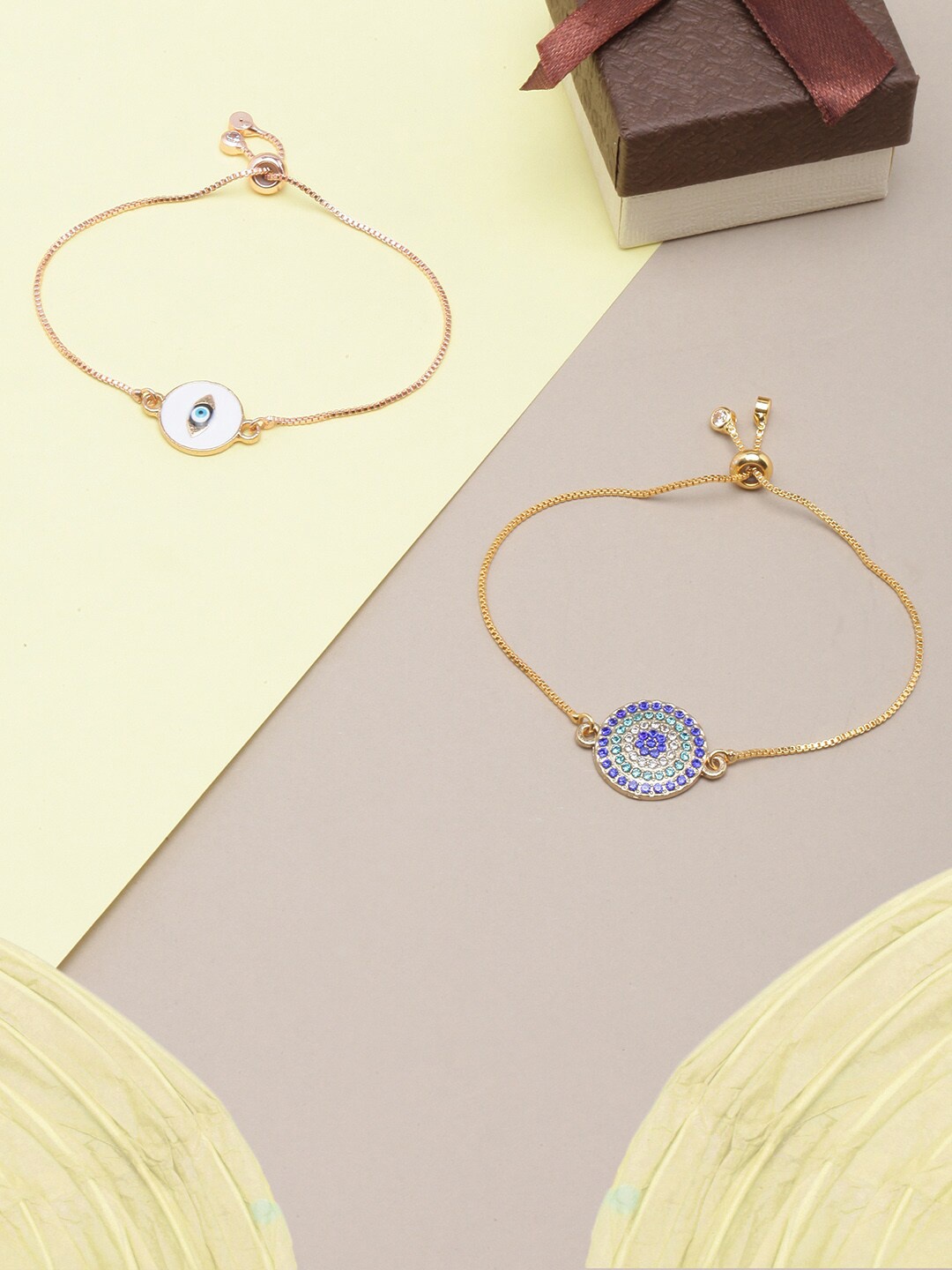 

DressBerry Women Set Of 2 Rose Gold-Plated Charm Bracelet