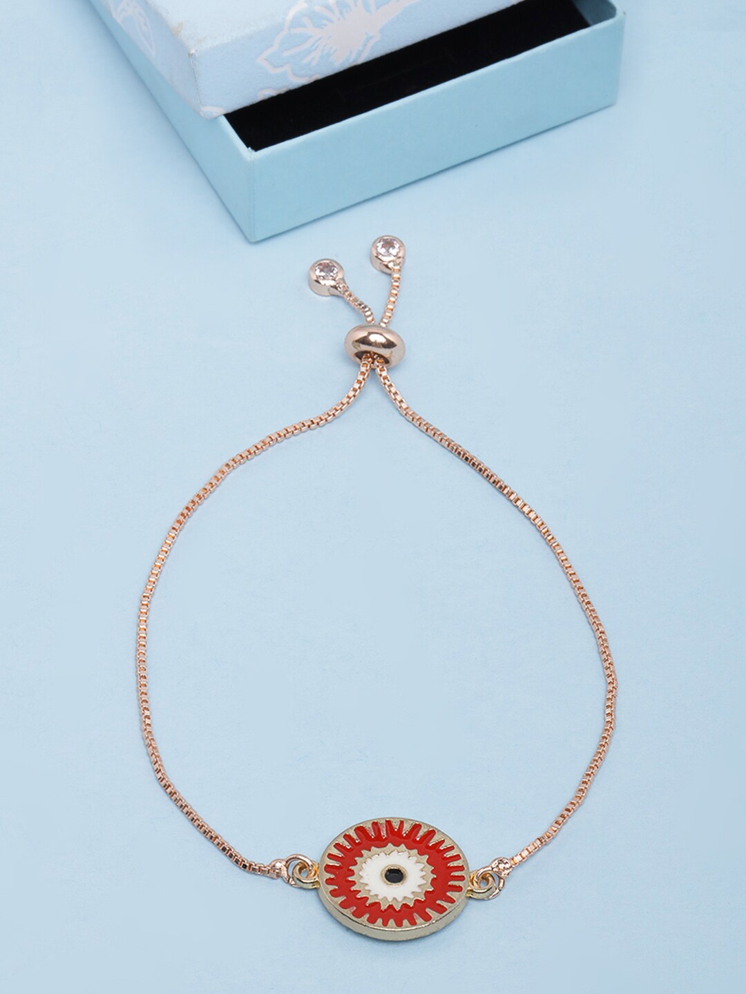 

DressBerry Women Brass Enamelled Rose Gold-Plated Charm Bracelet, Black