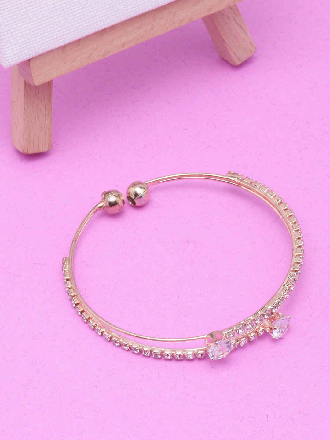 

DressBerry Brass Gold-Plated Bangle-Style Bracelet, White