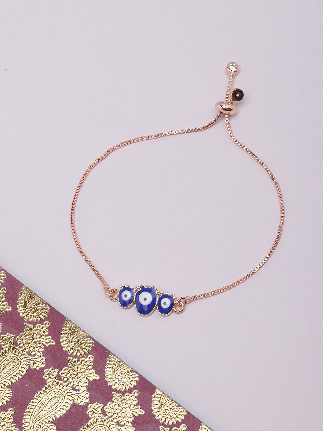 

DressBerry Rose Gold-Plated Brass Enamelled Charm Bracelet