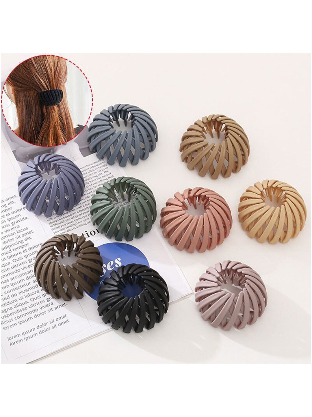 

Krelin Women Set Of 9 Bird Nest Hair Matte Ponytail Holders, Black