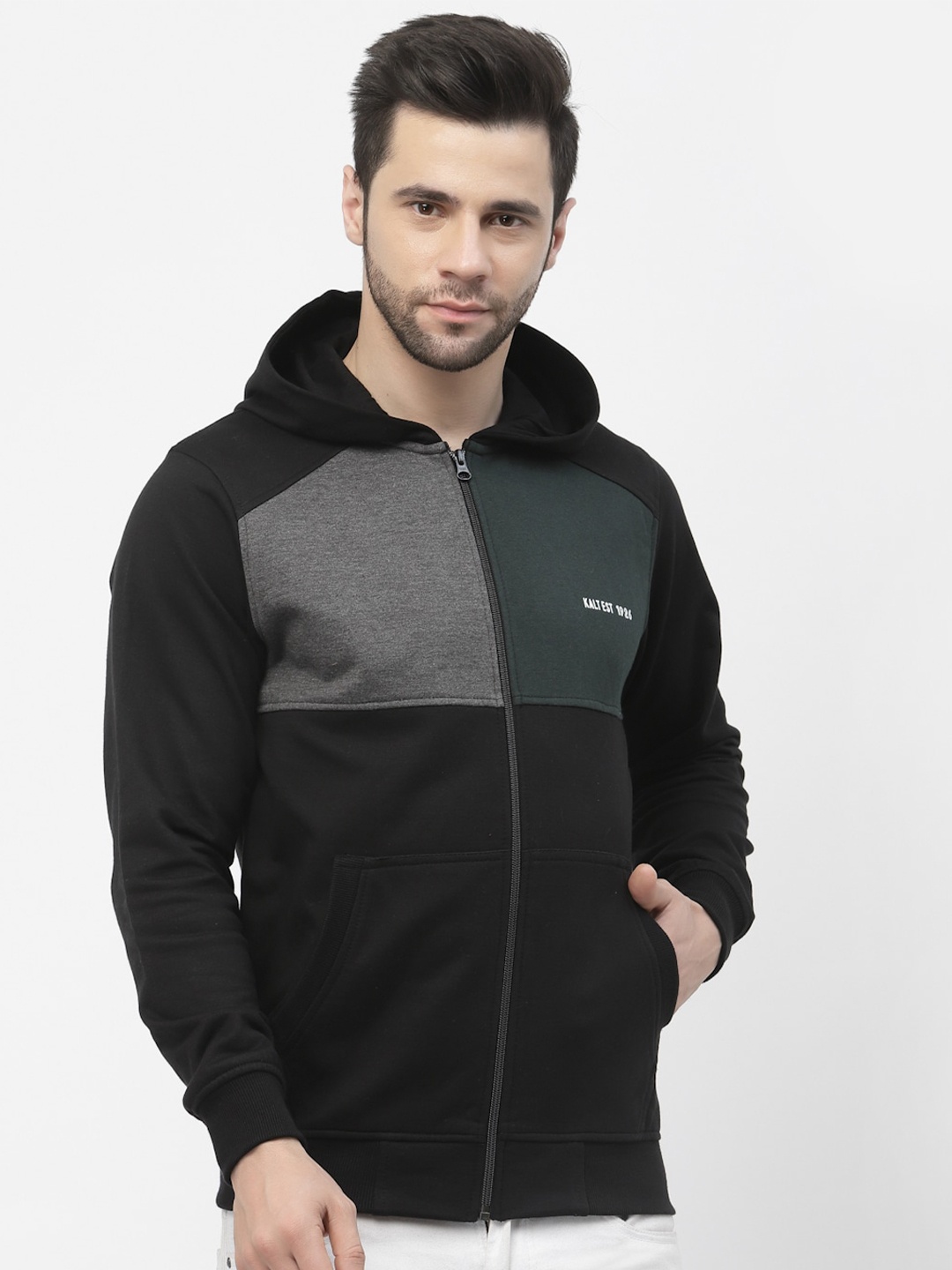 

Kalt Colourblocked Hooded Sweatshirt, Black