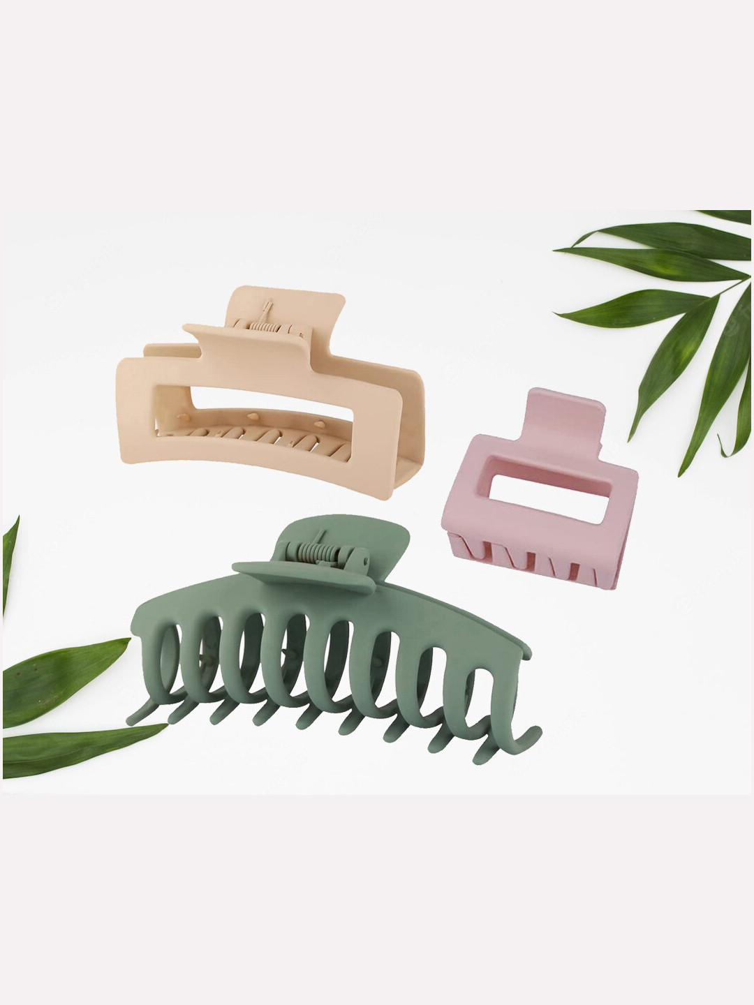 

Krelin Women Set Of 3 Claw Clips, Green