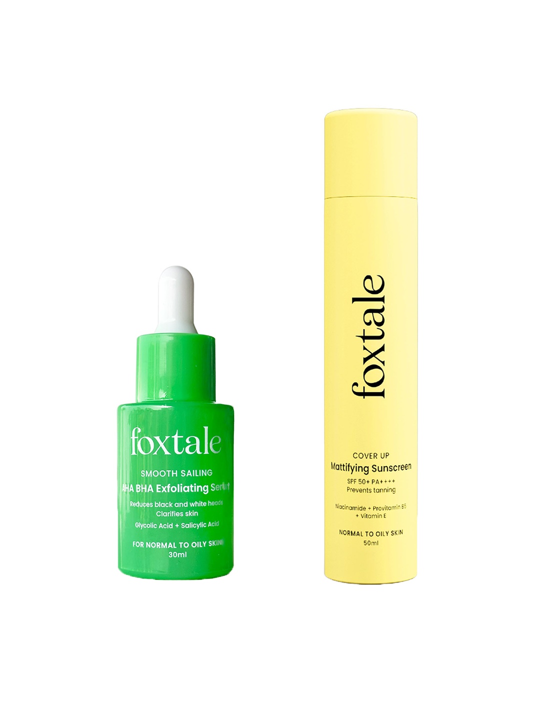 

FoxTale AHA BHA Exfoliating Serum & Matte Finish Sunscreen 80ml, Green