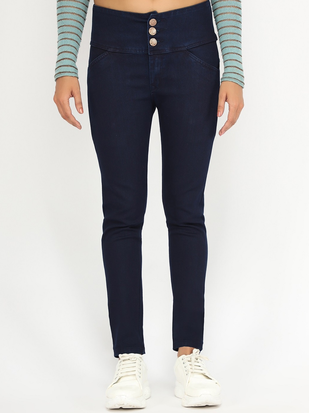 

AngelFab Women High-Rise Stretchable Jeans, Navy blue
