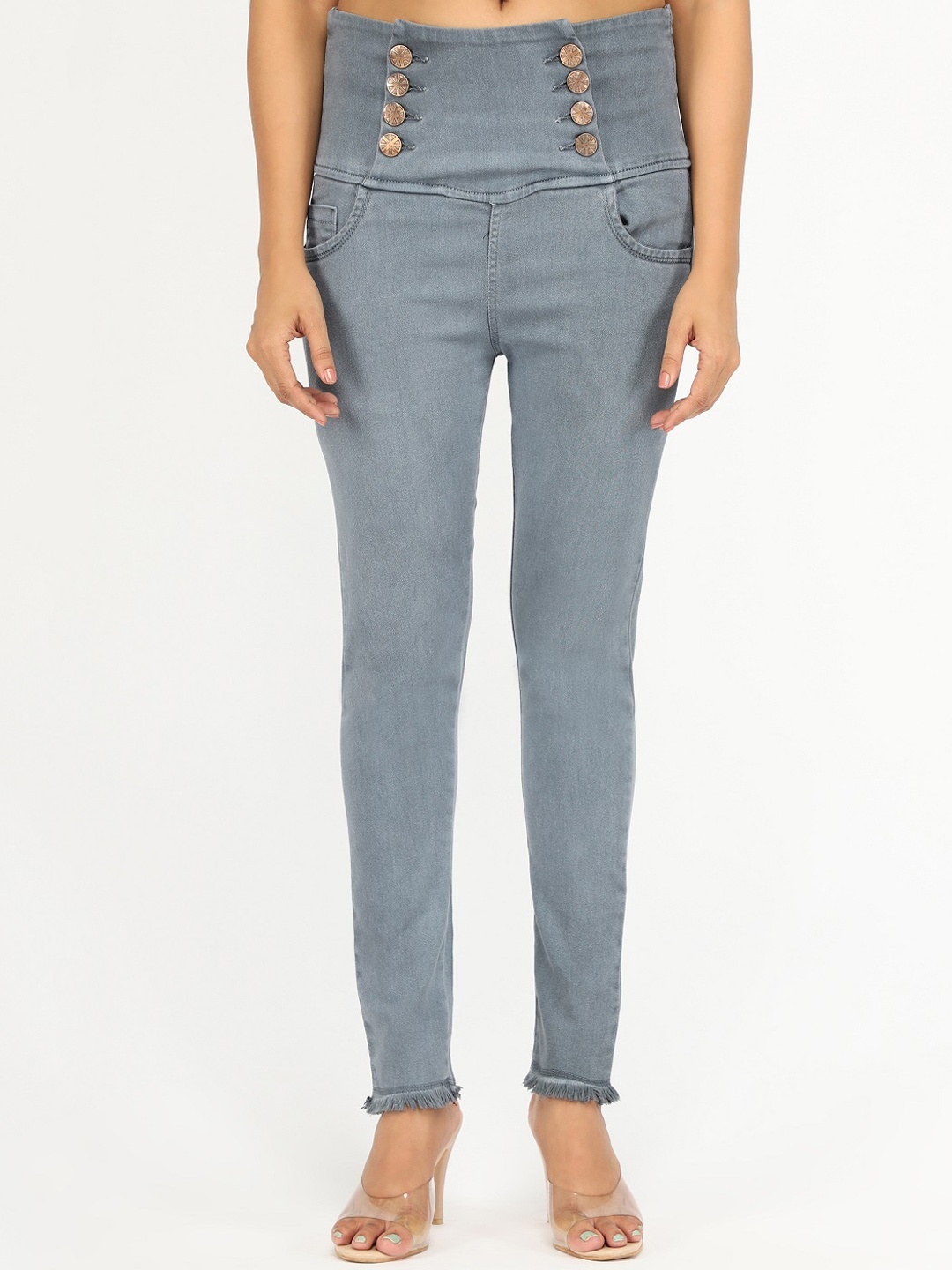 

AngelFab Women Jean Skinny Fit High-Rise Stretchable Cotton Jeans, Grey