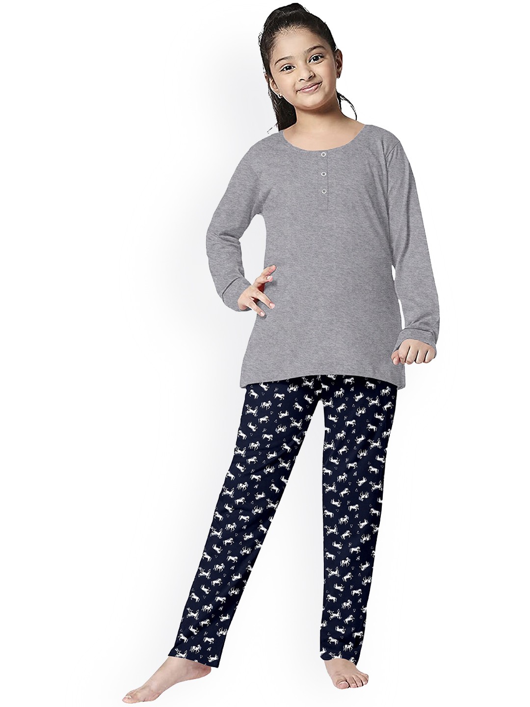 

FUNKRAFTS Girls Conversational Printed Pure Cotton Night Suit, Blue